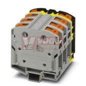 PTPOWER 95-3L/FE svorka řadová, blokovaná, 1000V AC/1500V DC, 232A, připojení Power Turn, 8 přípojek, 4 póly, šedá/černá-žlutá, š=100mm (3260115)