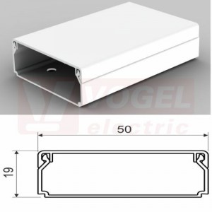 Lišta v 20xš 50 LHD 50X20_HD (2m karton) hranatá, bez přepážky, bílá RAL9003