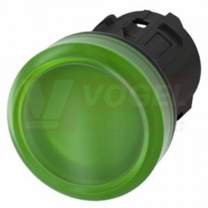 3SU1001-6AA40-0AA0 signálka 22 mm, kulatá, plast, zelená barva, čočka, hladká