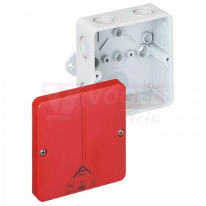 Abox-i 040 SB AB-L rozbočovací krabice, prázdná, šedá s červeným víkem, pro označení proudových obvodů bezpečnostního osvětlení, IP65, IK08, rozměry 93x93x55mm (49470701)
