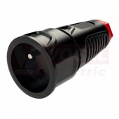 Zásuvka gumová 2410-sr   hluboká 15mm, 230V/16A, IP20, max.3x2,5mm2,(guma-polyamid), bez těsnící manžety, červená utahovací matice, řada "TAURUS 2"