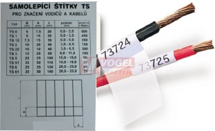 TS 51 Samolepicí štítky pro značení vodičů 35x50/110mm (v balení 20 štítků)