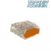 KES 3x2,5 Krabicová elektrosvorka 3x1,0-2,5mm2 oranžová, max.20A/600V, transparetní pouzdro, 9x15x18,5mm