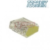 KES 4x2,5 Krabicová elektrosvorka 4x1,0-2,5mm2 žlutá, max.20A/600V, transparetní pouzdro, 9x19x18,5mm