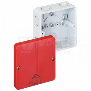 Abox-i 040 SB-L rozbočovací krabice, prázdná, šedá s červeným víkem, pro označení proudových obvodů bezpečnostního osvětlení, IP65, IK08, rozměr 93x93x55mm (49070401)