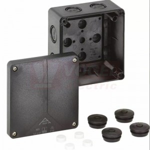 Abox-i 060-L/sw rozbočovací krabice, prázdná, černá, IP65, IK08, rozměr 110x110x67mm (49190601)