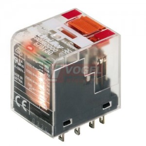 RCM570T30 paticové relé 230V AC, 4 přepínací kontakty, 6A/240V AgNi, LED indikace červená, test. tlač. ANO, š=22,5mm (8690160000)