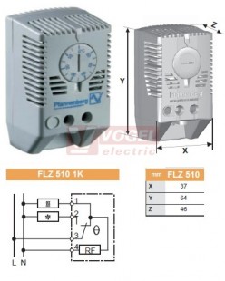 FLZ 510 1K 0..60°C termostat, přepínací mžik.kontakt, 240VAC/10A (7940019189)