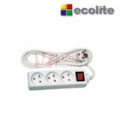 Prodlužovák  3 zás.  5m vypínač, Ecolite (FK3-5) bílý 250VAC/10A, kabel  PVC 3x1,0mm2