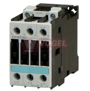 3RT1025-1KB40 stykač 3P 17A AC-3/7,5kW/400V, Uc=24VDC (0,7-1,25xUc), pom.kontakt žádný, příkon cívky 4,2W
