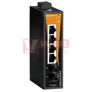IE-SW-BL05-4TX-1ST ethernetový Switch BasicLine, neřízený, 4xRJ45, 1xST optický port 10/100MBit/s, 12-60VDC, IP30, š 30mm, -10..+60°C (1240880000)