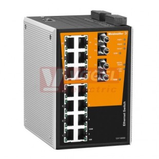 IE-SW-PL16M-14TX-2ST ethernetový Switch PremiumLine, řízený, 14xRJ45, 2xST optický port, 10/100MBit/s, 12-45VDC, IP30, š 94mm, 0..+60°C (1241130000)