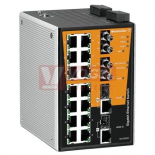 IE-SW-PL18M-2GC14TX2ST ethernetový Switch PremiumLine, řízený 14xRJ45 10/100MBit/s, 2xST optický port 100FX, 2x kombinovaný port, 10/100/1000MBit/s nebo 1000BaseSFP, 12-45VDC, IP30, š=94mm, 0..+60°C (1241340000)