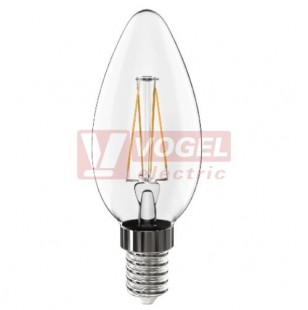 Žárovka LED E14 230VAC   3,2W  (jako 30W) svíčková 360°, 2700K, 340 lumen, provedení filament (324.012.94.0)