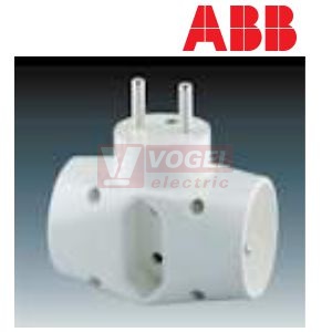 5323-23 B  Adaptér rozbočovací, 2x kulatá + 1x plochá, 16A/250VAC, bílá