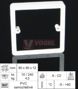 NR 80/R_HB nástavný rámeček pro krabice LK 80R/1,2,3, LK 80x20R/1, LK 80x28R/1, š/v/hl 80,5x80,5x12mm, PVC (Classic, Swing)