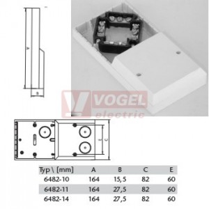 6482-11 krabice lištová dvoj.s víčkem a bez svorkovnice, š/v/hl 82x164x27,5mm, IP40