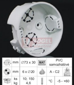 KP 68/2_KA krabice přístrojová pod omítku, průměr 73/hl.30mm