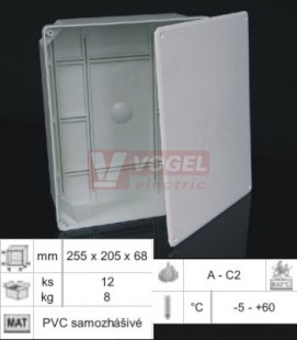 KT 250 krabice rozvodná 255x205x68mm s víčkem, montáž pod omítku, či na povrch, hladké stěny