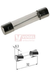 Pojistka sklen. 6,3x32 16,0A   T pomalá, vyp.schopnost 35A/250V