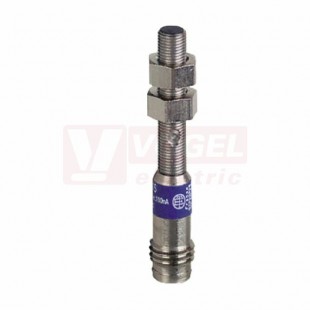 XS1N05PA311S Indukční čidlo M5, nerez, Sn=0,8mm, 5..24VDC, délka těla 41mm, konektor M8/3pin, PNP/NO, stíněný, IP67 (VÝROBA UKONČENA) nahrazeno modelem XS505R1PAM08