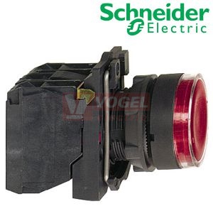 XB5AW34B5 Ovládač stiskací prosvětlený, lícující, 1 Z + 1 V, 24V - rudý