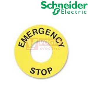 ZB6Y7330 Štítek kruhový "EMERGENCY STOP" ŽL, pro hlavice pr. 16mm