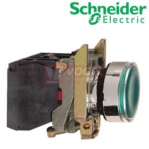 XB4BW33G5 Ovládač stiskací prosvětlený, lícující, 1 Z + 1 V, s integrovanou LED110...120V, zelený
