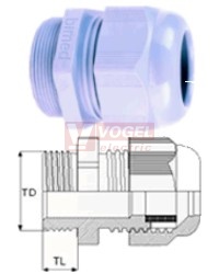 PG 13,5 vývodka BS-14 IP68 PA6 sv.šedá RAL7035, 6-12mm