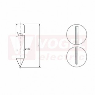 ZT 1,0  zemnící tyč (průměr 25mm), umožňuje průchod výboje do vodivých vrstev země, délka 1000mm (V430)