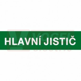 Samolepka informační "Hlavní jistič" (bílý tisk, zelený podklad), text 8x2cm (6131B)