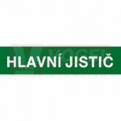 Samolepka informační "Hlavní jistič" (bílý tisk, zelený podklad), text 8x2cm (6131B)