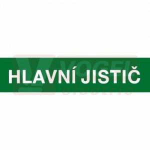 Samolepka informační "Hlavní jistič" (bílý tisk, zelený podklad), text 8x2cm (6131B)