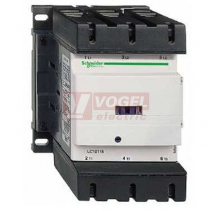 LC1D115MD     Stykač 3P 115A AC-3, 220V DC, pom.kont. 1"Z"+1"V" šroub.svorky, cívka s odruš.modulem