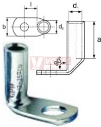 95x12   KU-L-W kabelové oko CU, lehčené, pocínované, vyhnuté 90°
