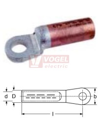 150x12  KU-ALU-M kabelové oko pro CU lana a vodiče do 36kV, plné, násuvná část: elektrovodná měď/příložka: hliník