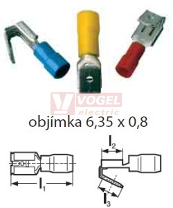 RF-FM 608    Objímka plochá s odbočkou PVC, 0,5-1,5mm2, 6,3x0,8mm