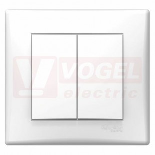 SDN0690121 Přepínač dvojitý střídavý, ř.6+6, polar, kompletní přístroj včetně rámečku, verze DIY
