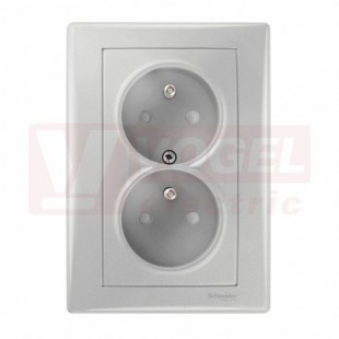 SDN2890560 Zásuvka dvojnásobná , aluminium, kompletní přístroj včetně rámečku, verze DIY