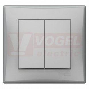 SDN0300260 Přepínač sériový, ř. 5, aluminium, kompletní přístroj včetně rámečku, verze DIY