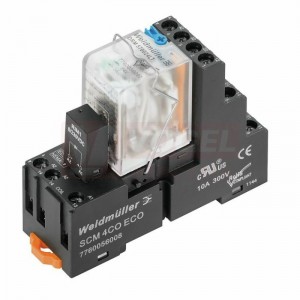 DRMKIT 24VDC 4CO LD/PB paticové relé, 4 přepínací kontakt, 5A/250VAC AgNi pozlacené, LED indikace zelená, test.tlač. ANO, ochraná dioda ANO, patice šroubová, š=27,2mm (1542510000)