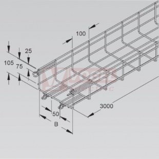 Žlab drátěný 100x105 NIEDAX MTC 105.100 V, včetně rychlospojky, galvanický zinek