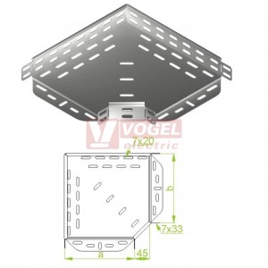 Koleno ploché 90° 600x 42 KKJ600H42, perforované, ostrý roh, tl.1,0mm (145860)