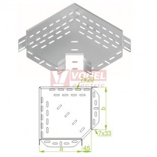 Koleno ploché 90° 150x 80  KKJ150H80, perforované, ostrý roh, tl.1,0mm (182115)