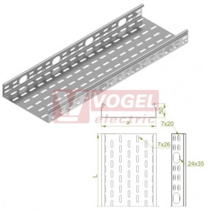 Žlab perf šxv  50 x 50 KOP50H50/3 N , otvory v bočnici, tl.1,5mm (151805)