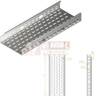 Žlab perf šxv 100x 60 KOJ100H60/3 N , otvory v bočnici, tl.1,0mm (161610)