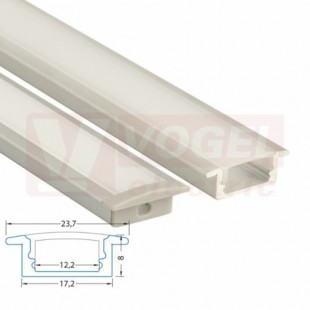 Vestavný hliníkový profil VO, 24x8 mm, čirý difuzor, komplet, 2 m (761.012.43.2)