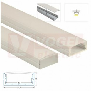 Přisazený hliníkový profil PF 24x10 mm, čirý difuzor, komplet, 1 m (761.025.43.1)