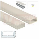 Přisazený hliníkový profil PF 24x10 mm, čirý difuzor, komplet, 1 m (761.025.43.1)