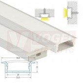 Vestavný hliníkový profil 30x10 mm, mlecny difuzor, komplet, 1 m (761.026.43.1)